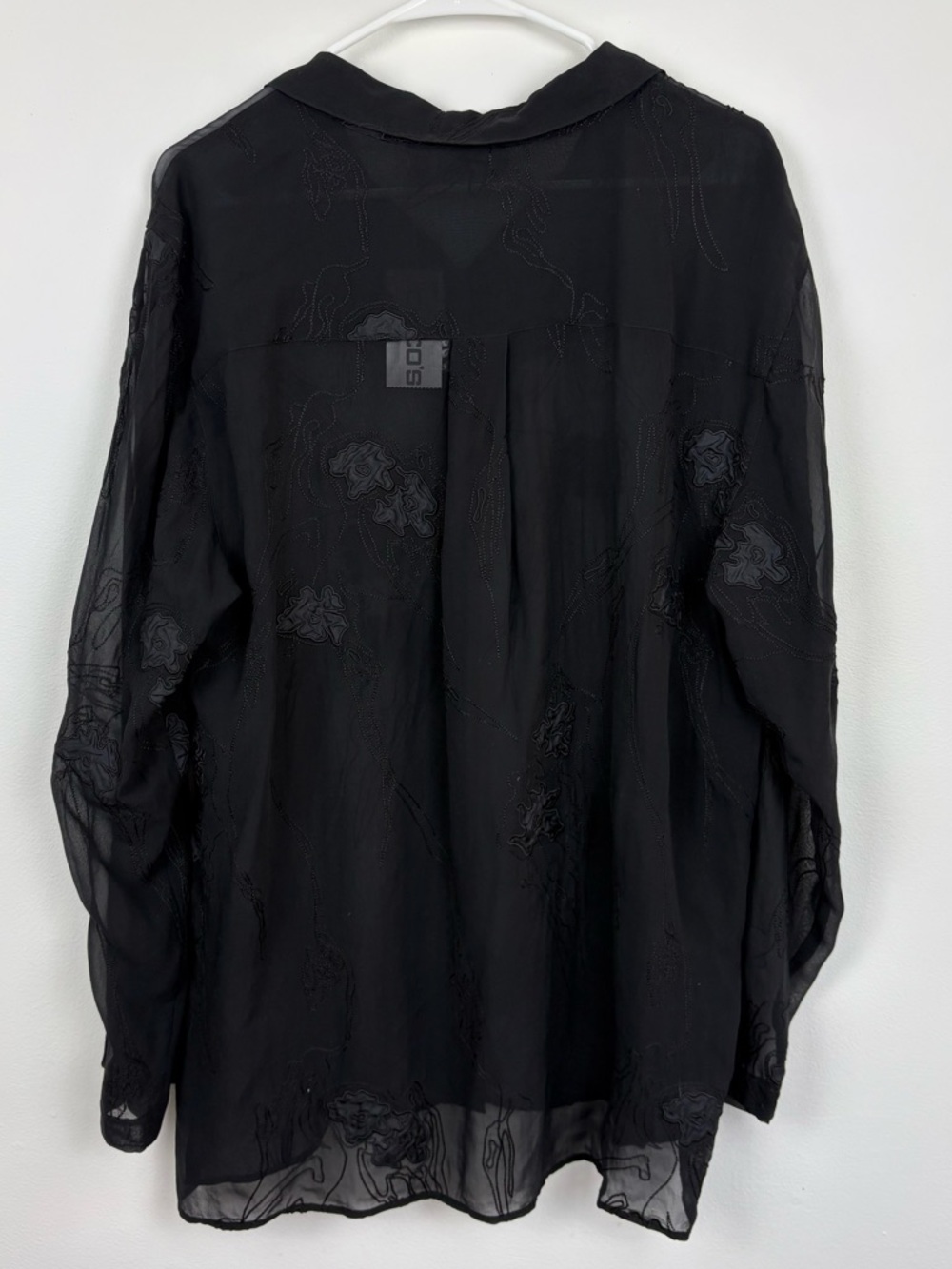 NWT Chico's Sheer Black Embroidered Button-Up Top 100% Silk Plus Size Witchy - Picture 7 of 9
